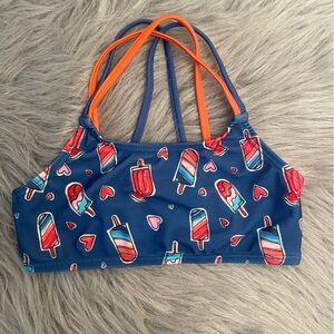 💕NWOT Cat & Jack Popsicle Print Bikini Top with Blue and Orange Straps